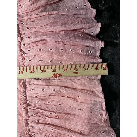Lauren Conrad Sz. Large Pink Eyelet Fit Flair Ruffle Peasent Cottage Lined Dress - Picture 7 of 9